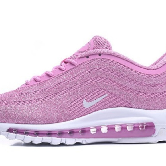 pink white nike shoes